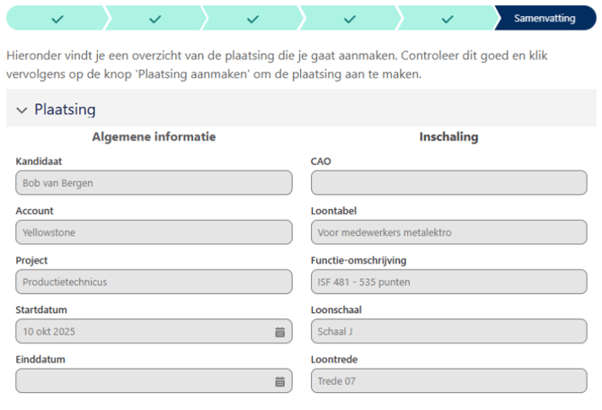 Plaatsingwizard samenvatting