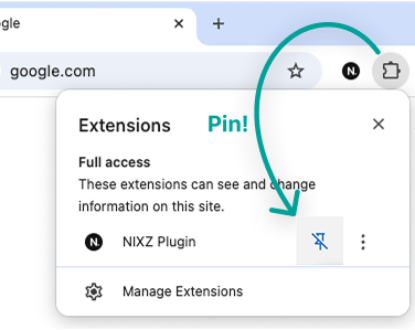 pin nixz chrome extension